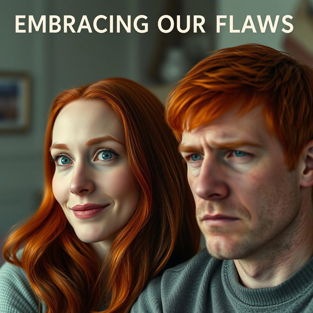 A touching movie poster featuring a father and mother with bright red hair