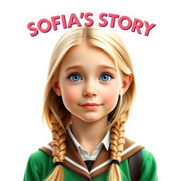 A vibrant movie poster featuring a 13-year-old girl named Sofia, with long blonde hair and bright blue eyes