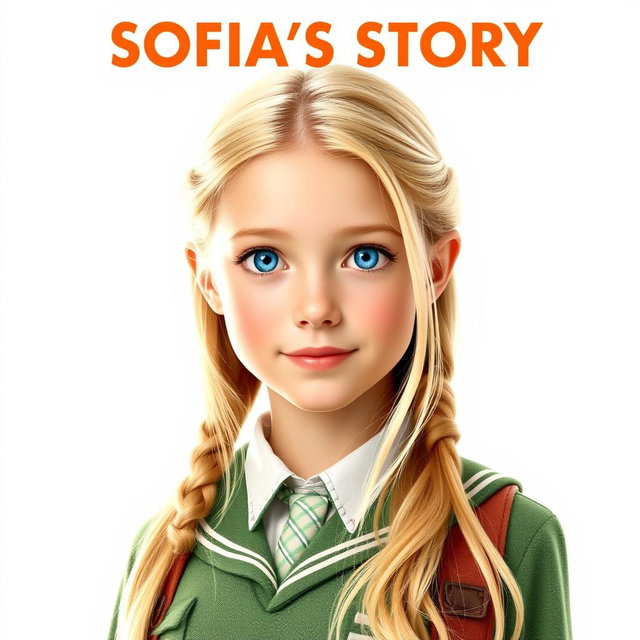 A vibrant movie poster featuring a 13-year-old girl named Sofia, with long blonde hair and bright blue eyes