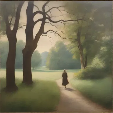 The painting portrayed a figure that resembled an ambler, embracing the tranquility of a peaceful walk in nature.