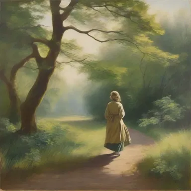 The painting portrayed a figure that resembled an ambler, embracing the tranquility of a peaceful walk in nature.