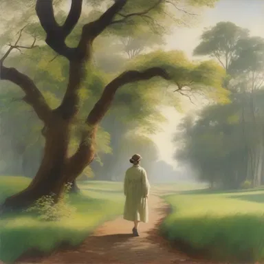 The painting portrayed a figure that resembled an ambler, embracing the tranquility of a peaceful walk in nature.
