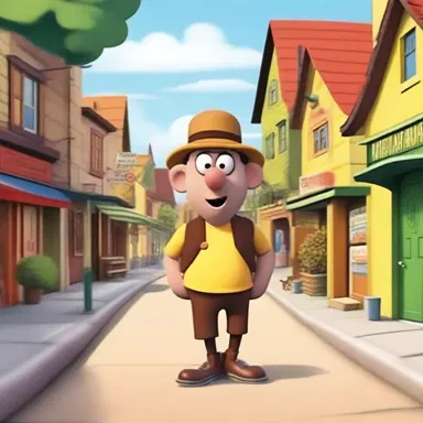 The animated character moved like an ambler, strolling casually through the cartoon town without a care in the world.