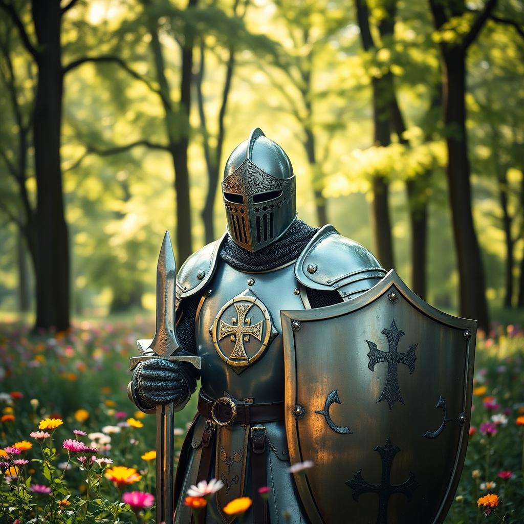 A lawful good knight wearing a close helm, symbolizing virtue and honor