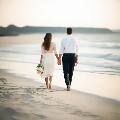 The couple took a romantic stroll along the beach, hand in hand, epitomizing the image of two amblers in love.