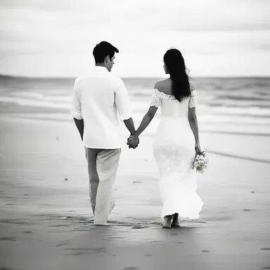 The couple took a romantic stroll along the beach, hand in hand, epitomizing the image of two amblers in love.
