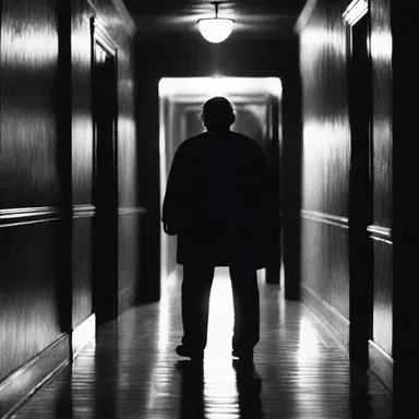 The horror movie featured a suspenseful scene where the ambler cautiously walked down a dark and eerie corridor.