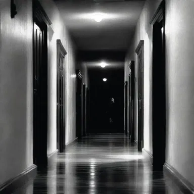 The horror movie featured a suspenseful scene where the ambler cautiously walked down a dark and eerie corridor.