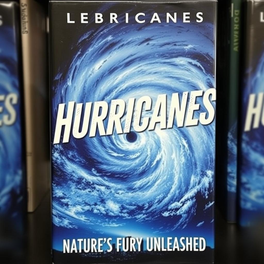 A dramatic and visually striking book cover for a novel titled 'Hurricanes'