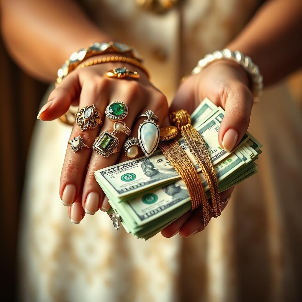 A close-up image of two hands showcasing wealth