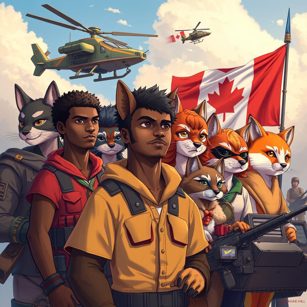 A stunning portrait-style illustration titled 'Kitty Kat Kingdom: War Against Asia