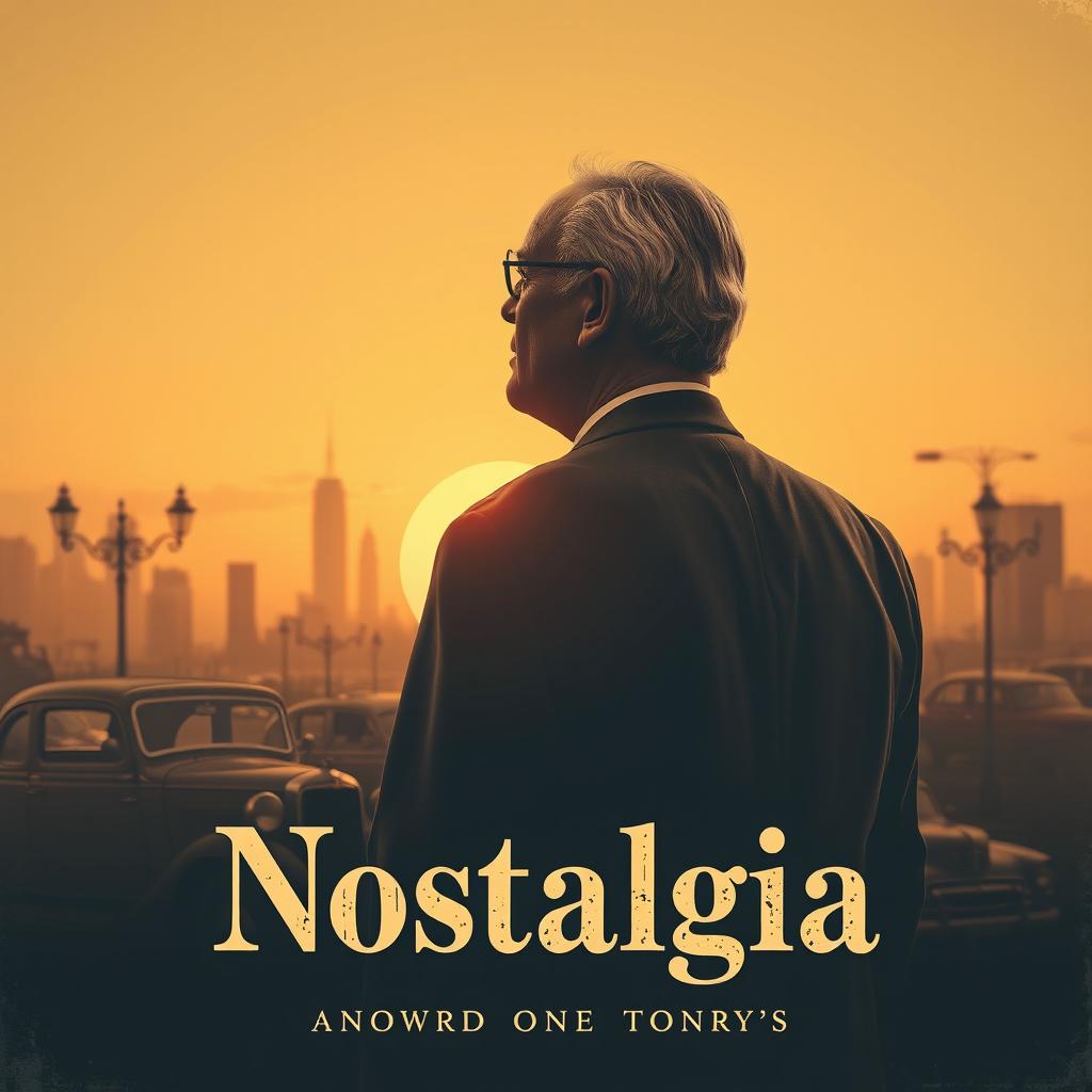 A nostalgic-themed poster for a mob movie titled 'Nostalgia,' featuring a vintage design reminiscent of classic films