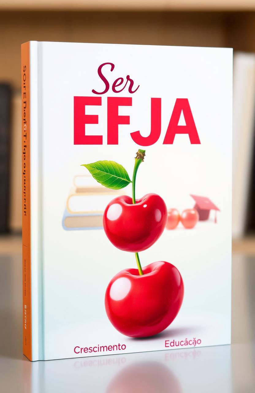 A book cover that creatively illustrates the theme of 'Ser EJA' (literacy program) integrated with the imagery of a cherry
