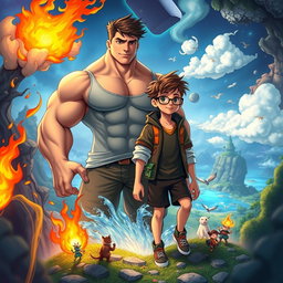 Two teenage boys in a mystical, colorful, and animated fantasy world