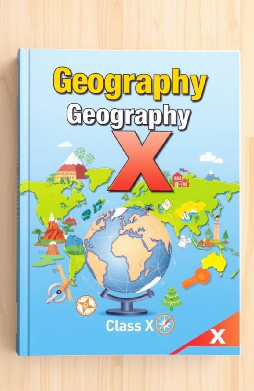 A visually appealing geography book cover designed for a Class X textbook