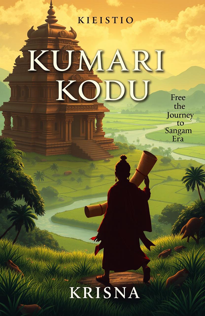 A captivating book cover design for 'Kumari Kodu: The Journey to Sangam Era' by Krisna