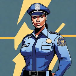 This is a digital art image of a strong, imposing policewoman