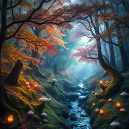 A magical forest filled with enchanting flora and a mystical atmosphere