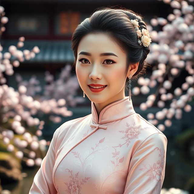 A stunning portrait of the well-known Chinese actress Zhao Yazhi, capturing her elegant beauty and grace