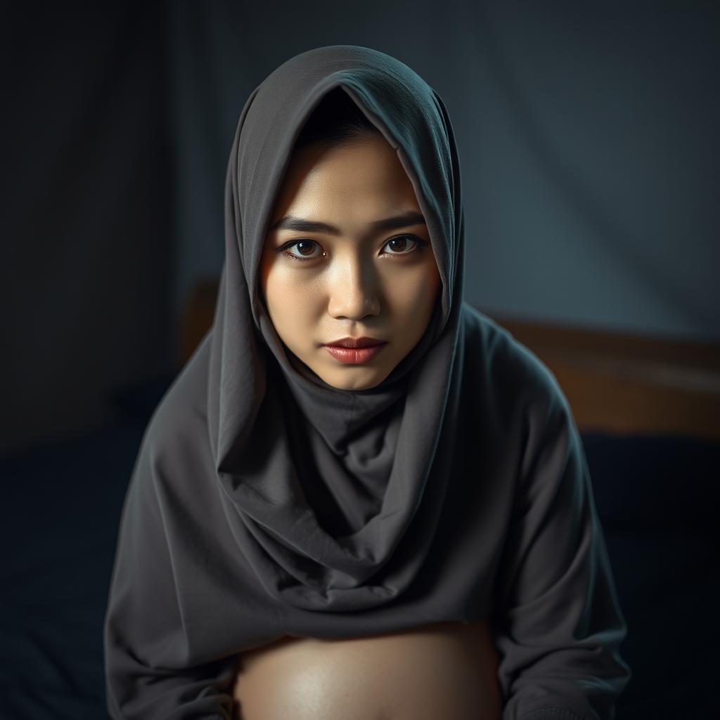 A beautiful Chinese woman wearing a full-body hijab, her skin is fair and pleasing to the eye