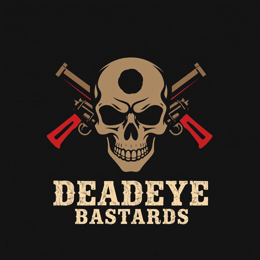 A simple yet striking outlaw logo for a fictional group called 'Deadeye Bastards'