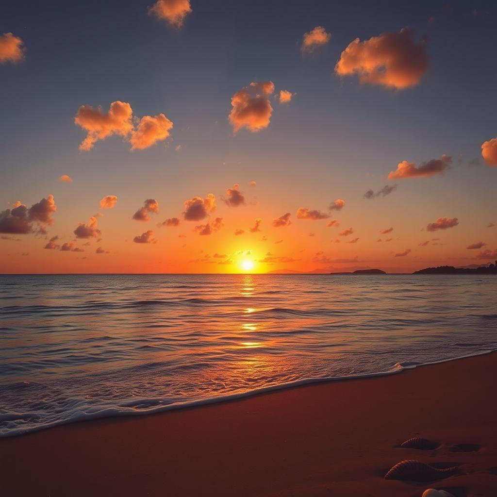 Majestic Golden Sunset Over a Serene Ocean Scene