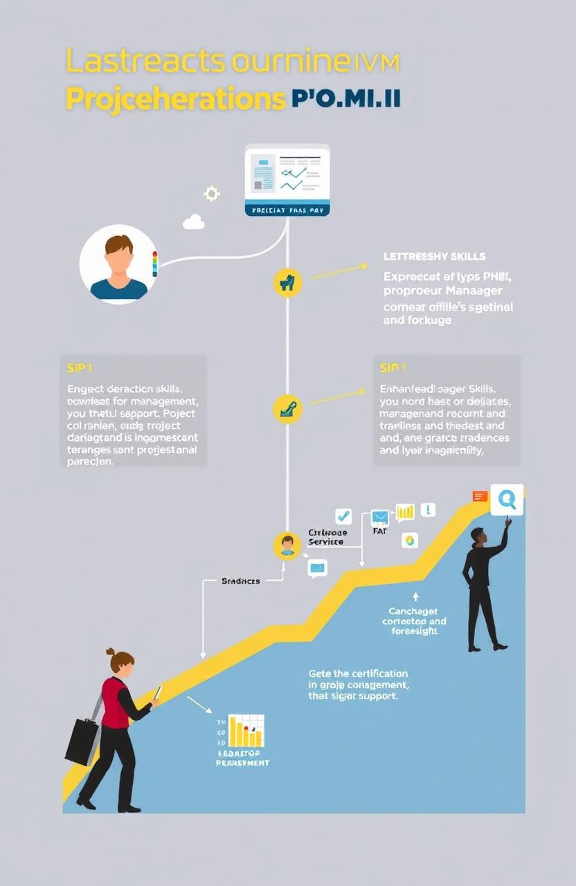 Career development path from a technical support specialist to a project manager, showcasing the transition between roles, necessary skills, training requirements, and professional growth opportunities
