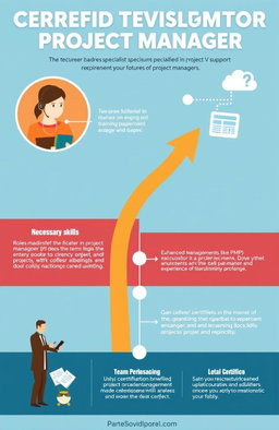 Career development path from a technical support specialist to a project manager, showcasing the transition between roles, necessary skills, training requirements, and professional growth opportunities
