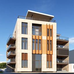 An architectural visual showcasing a modern building design that expertly balances symmetry and asymmetry to create character