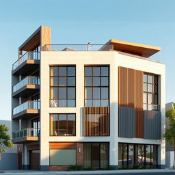 A modern architectural design that exemplifies balanced proportions and a harmonious mix of symmetry and asymmetry