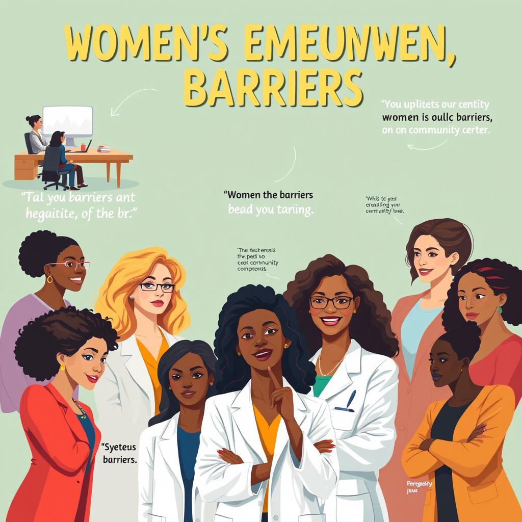 A thought-provoking and inspiring visual representation of women's empowerment, showcasing a diverse group of women from different backgrounds and ethnicities working together to break barriers