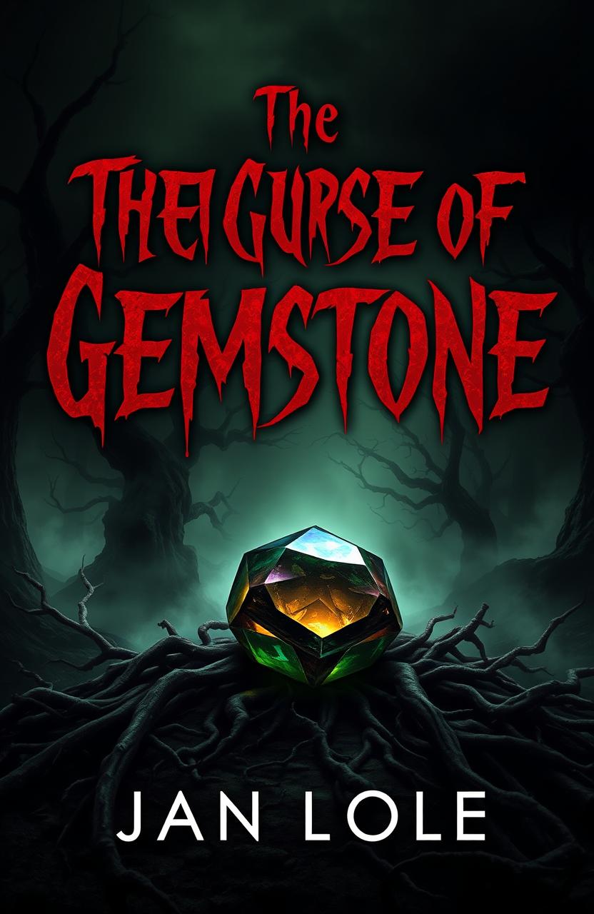 A realistic book cover design for 'The Curse of Gemstone'