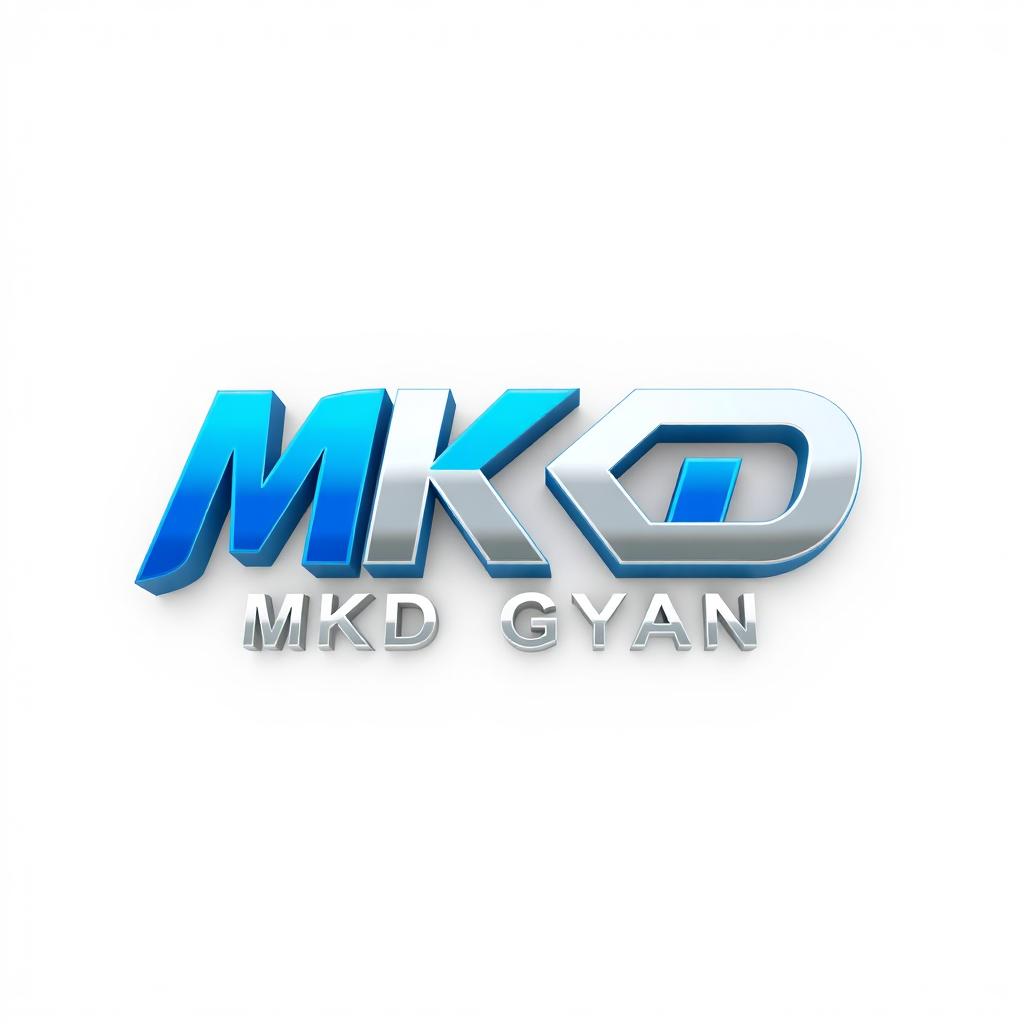 A 3D logo design showcasing the name 'MKD GYAN' prominently presented