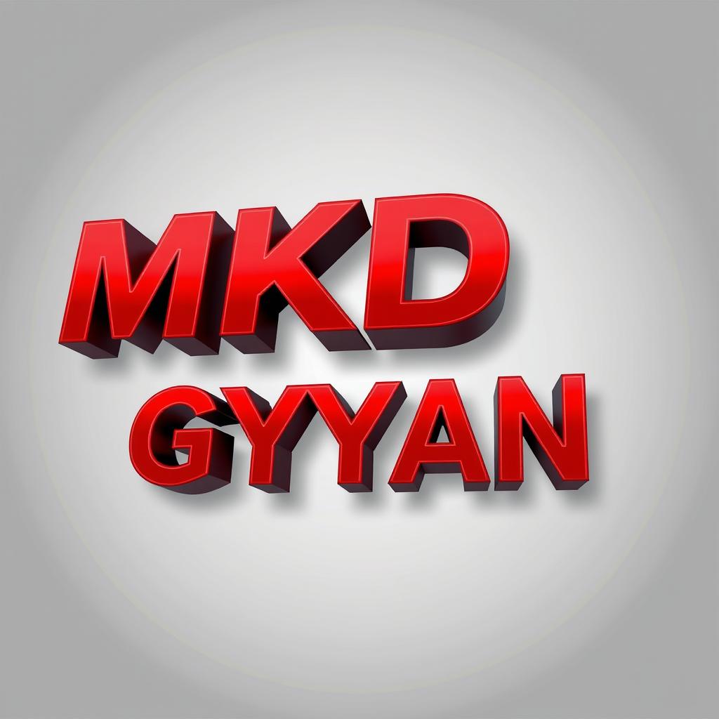 A three-dimensional logo featuring the name 'MKD GYAN' prominently displayed