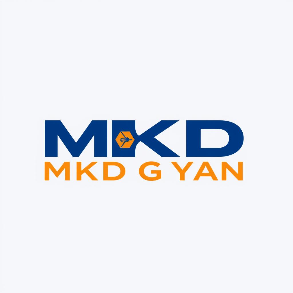 A modern and sleek logo featuring the name 'MKD GYAN' in bold typography