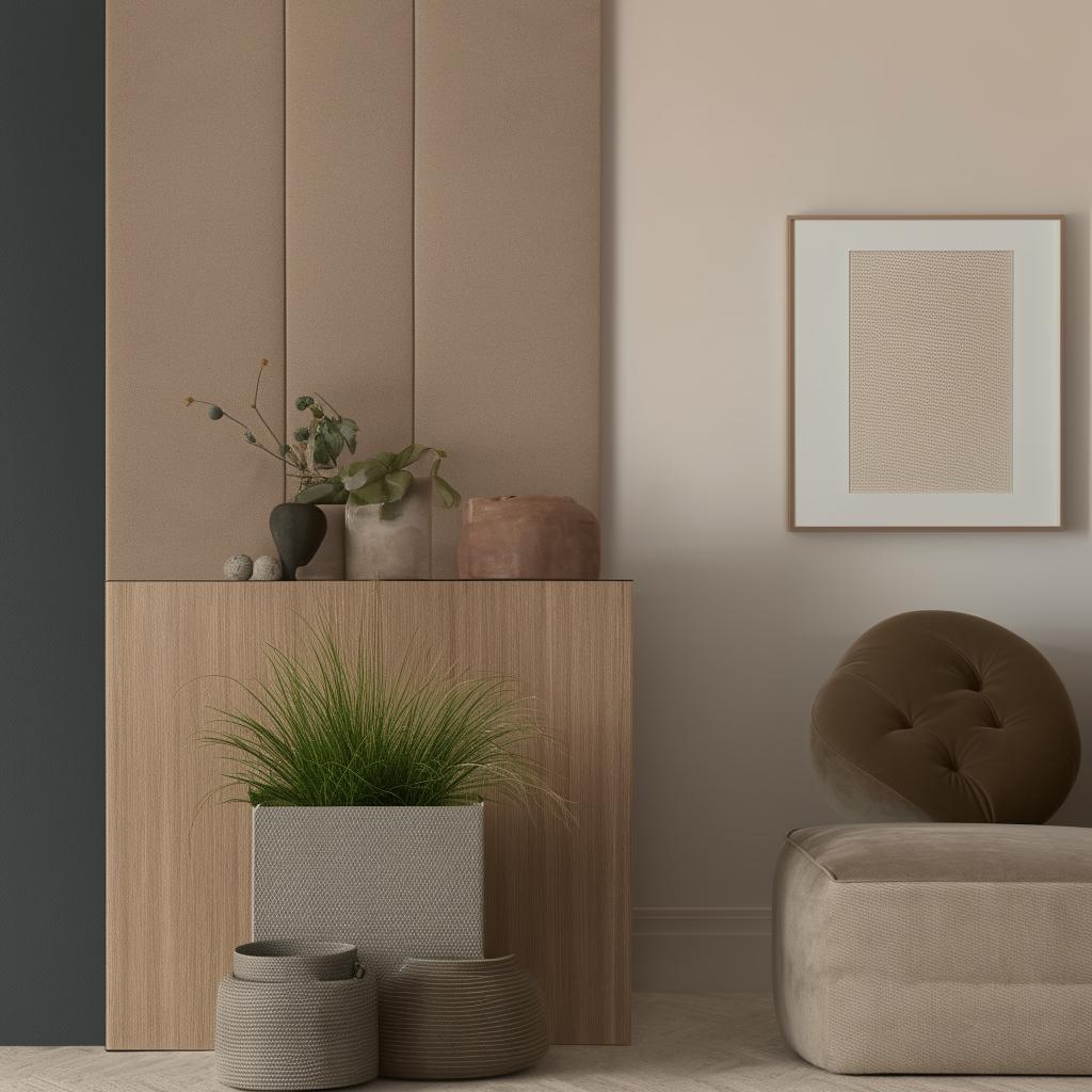 A cozy interior house mockup of a living room wall, showcasing modern apartment interior design with warm, inviting tones, and trendy decor.