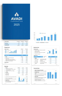 A well-organized budget proposal document for Avadi Corporation for the year 2025