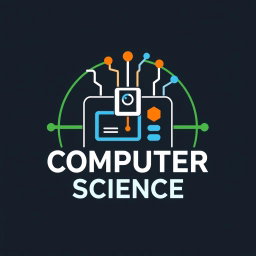 A modern and sleek logo designed for the subject of Computer Science