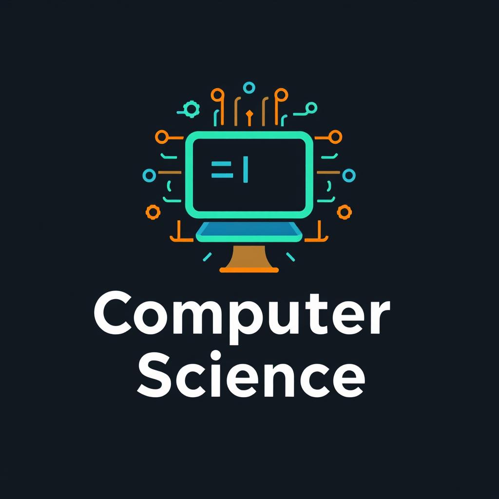 A modern and sleek logo designed for the subject of Computer Science