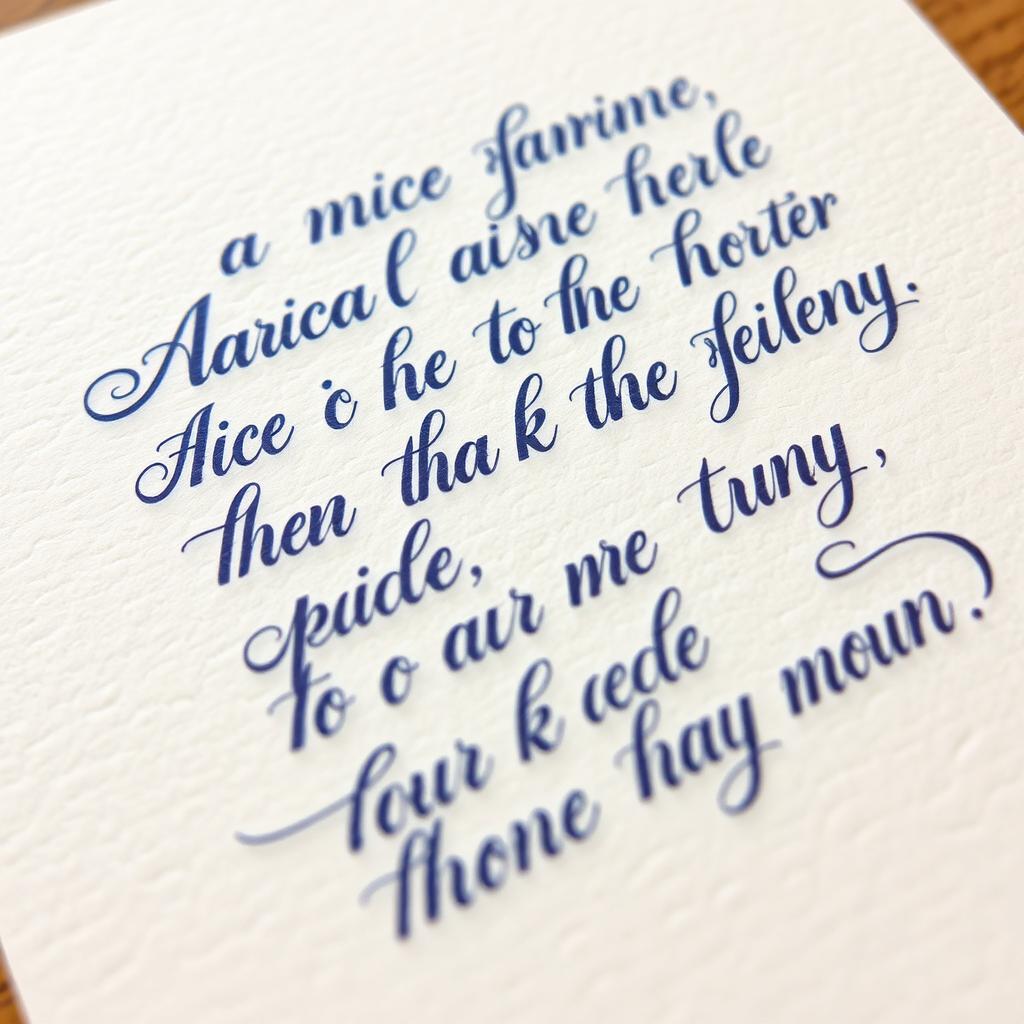 A close-up shot of a piece of real textured paper with handwritten calligraphy in elegant cursive script