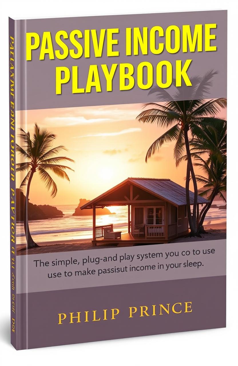 A serene and inviting book cover featuring a tropical beachfront scene during sunset