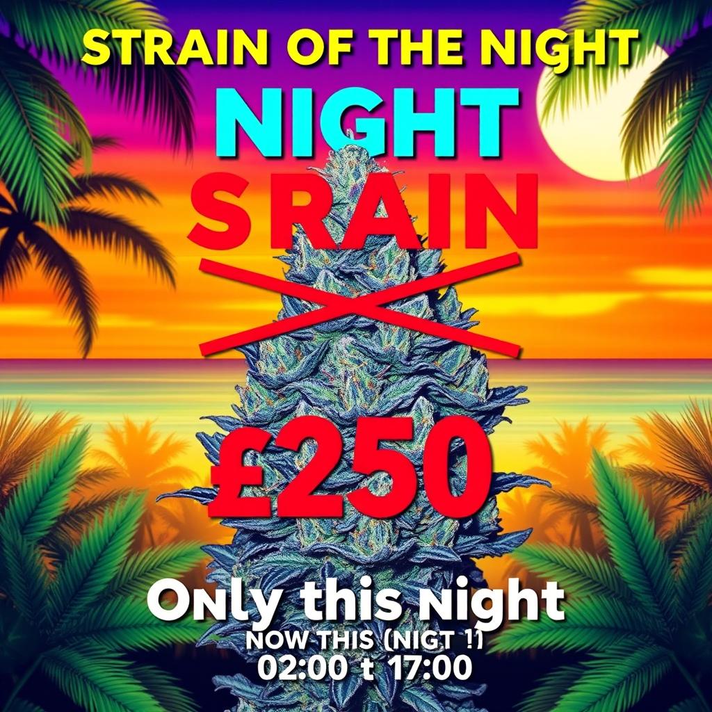 A vibrant promotional poster themed 'Strain of the Night'