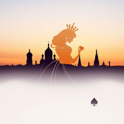 A visually striking book cover featuring the silhouette of the Queen of Hearts playing card, elegantly designed with graceful lines that convey her royal presence