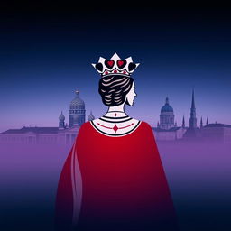 A captivating book cover featuring the silhouette of the playing card Queen of Hearts, showcasing her regal crown and heart-shaped accents prominently in the foreground