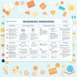 A detailed and informative illustration of a Business Model Canvas specifically designed for educational tourism (Edu Wisata)