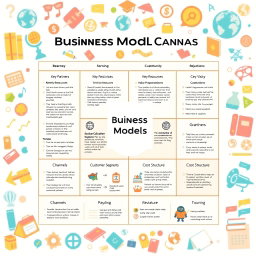 A detailed and informative illustration of a Business Model Canvas specifically designed for educational tourism (Edu Wisata)