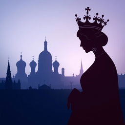 A captivating book cover design featuring the silhouette of the playing card Queen of Hearts, showcasing her regal crown and distinctive heart symbols prominently in the foreground