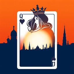 A beautiful book cover design showcasing the striking silhouette of the playing card Queen of Hearts in the foreground