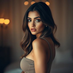 A sensual and alluring image of a confident woman with captivating features, focusing on her graceful form and elegant presence