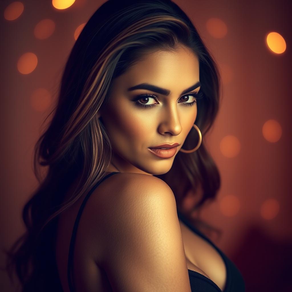 A sensual and alluring image of a confident woman with captivating features, focusing on her graceful form and elegant presence